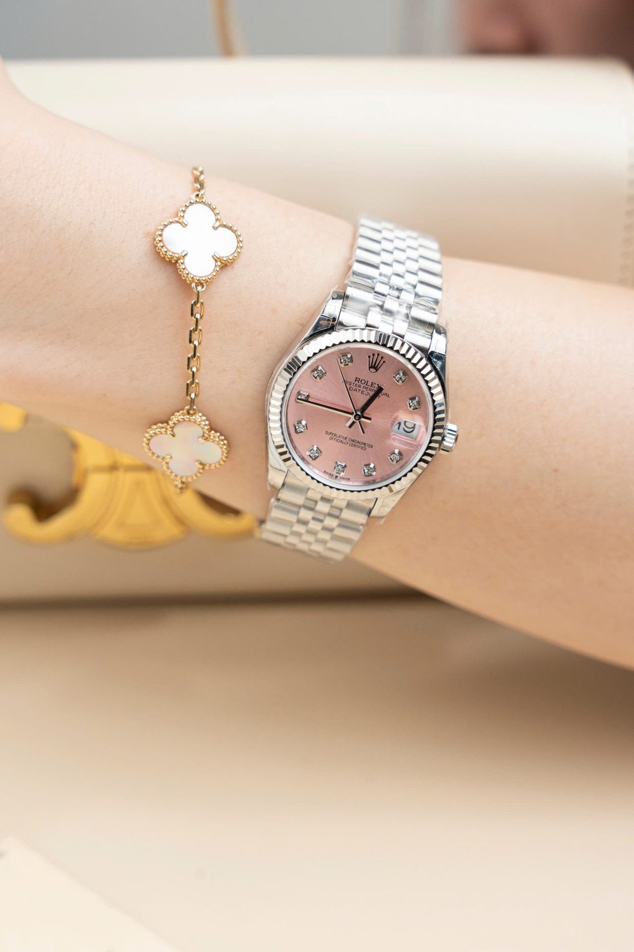 Rolex Datejust 31 Fluted Pink /Diamond