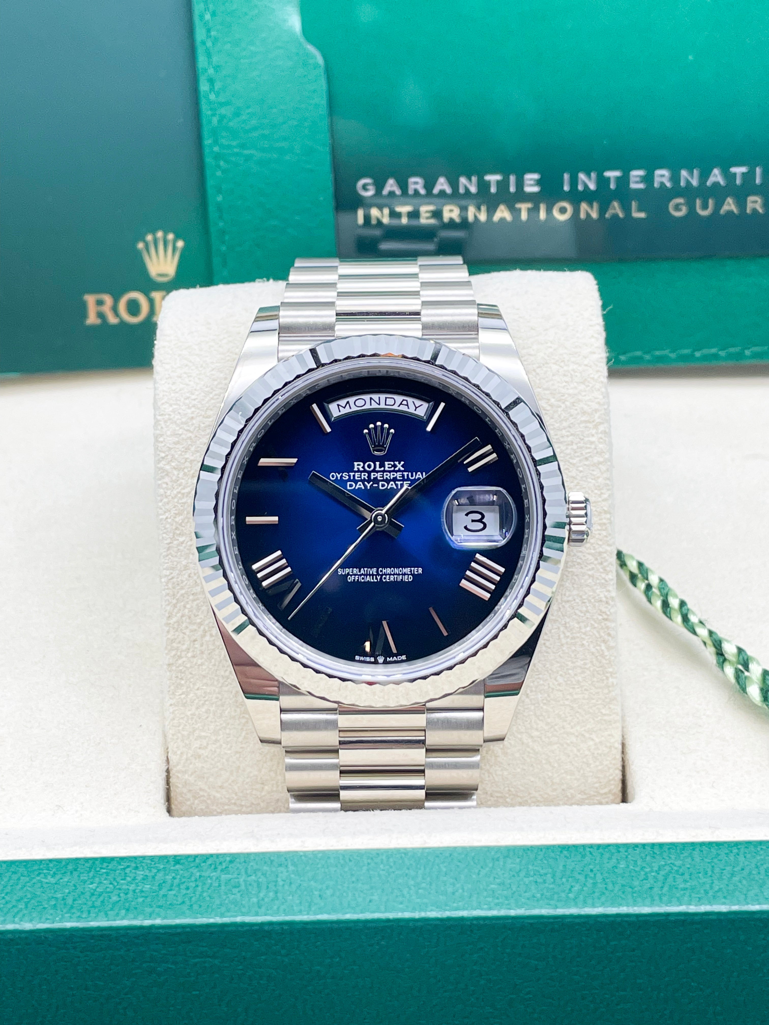 Rolex Day-Date White Gold Blue Dial