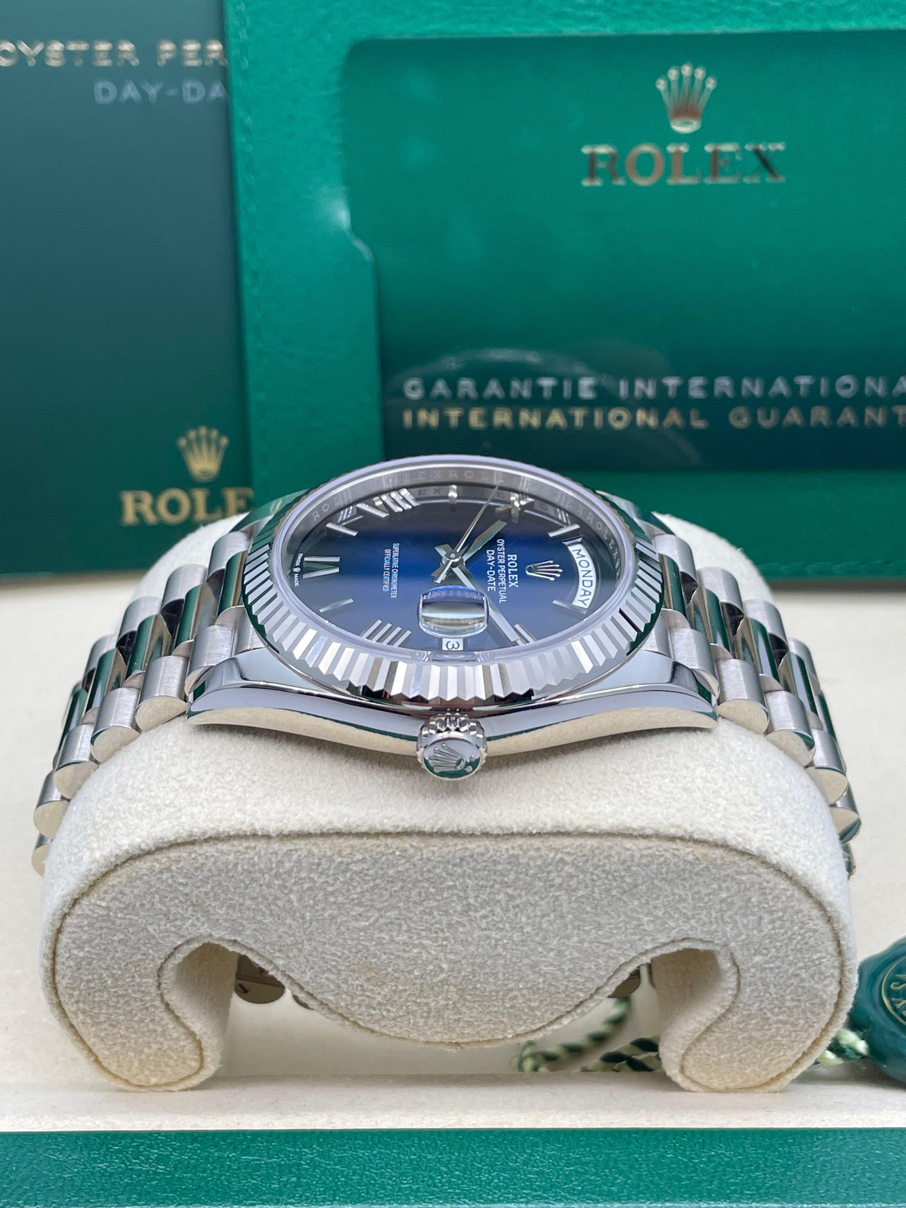 Rolex Day-Date White Gold Blue Dial