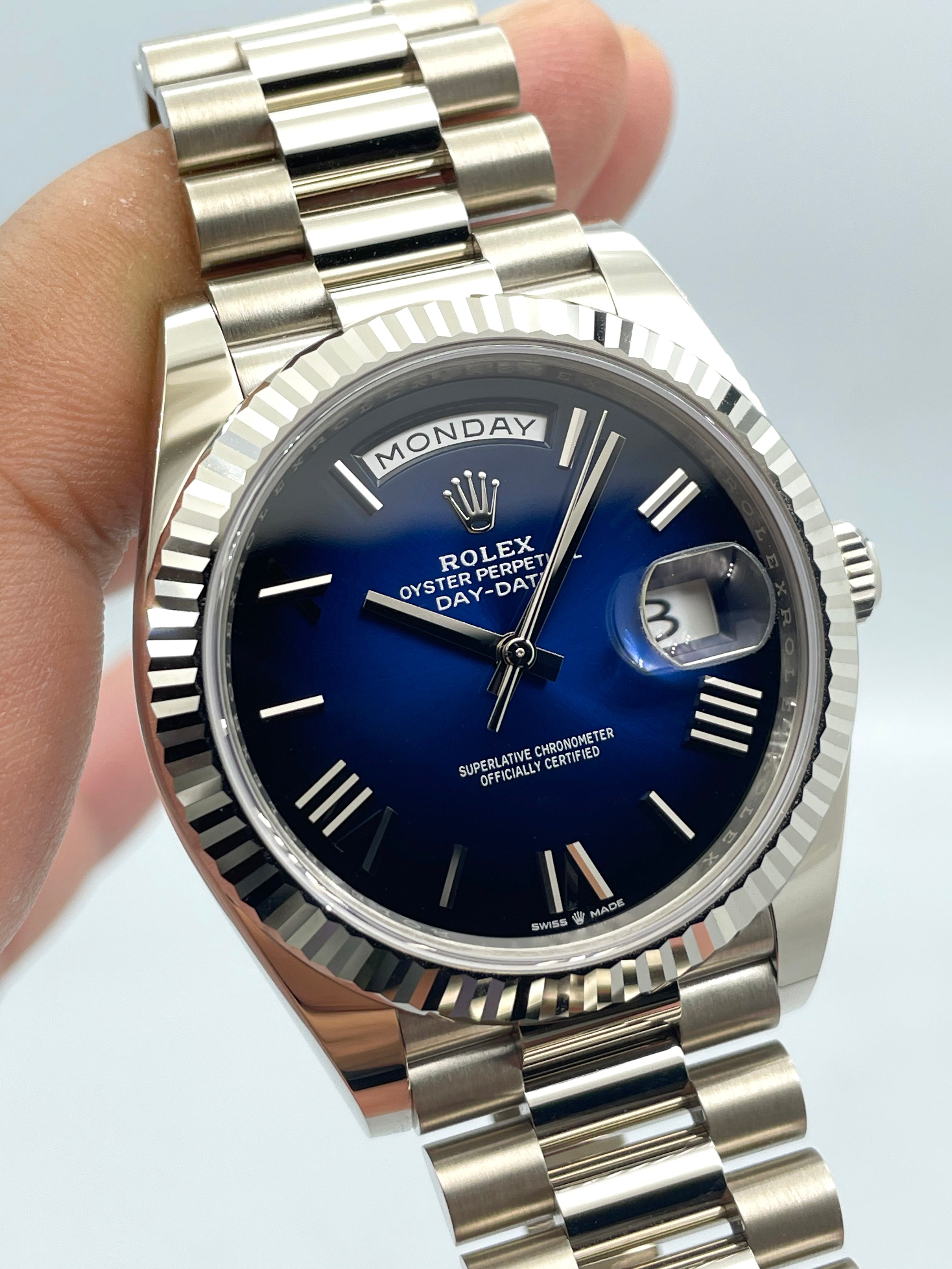 Rolex Day-Date White Gold Blue Dial