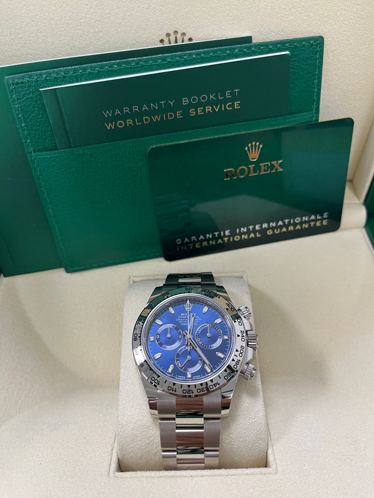Rolex Daytona Blue Dial White Gold